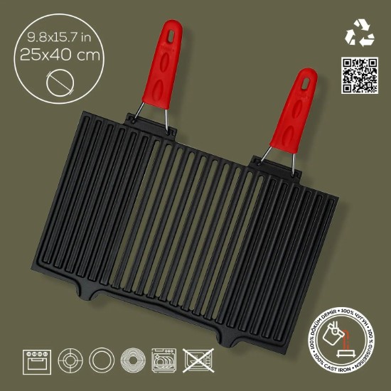 Grill fonta, cu manere din silicon, 40 x 24 cm - LAVA