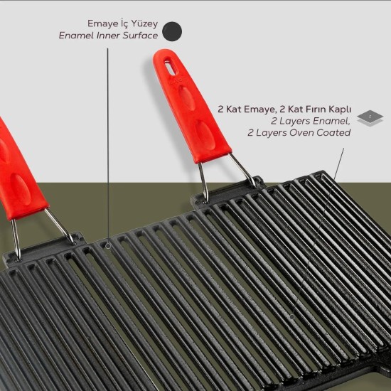 Grill fonta, cu manere din silicon, 40 x 24 cm - LAVA