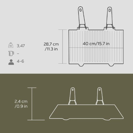 Grill fonta, cu manere din silicon, 40 x 24 cm - LAVA