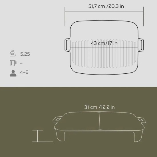 Gratar fonta, 43 x 31 cm - LAVA