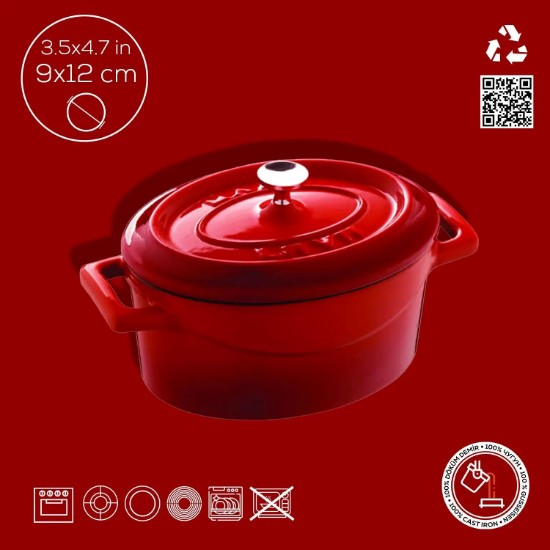 Mini-cratita ovala, fonta, 12cm/0,36L, "Trendy", Rosu - LAVA