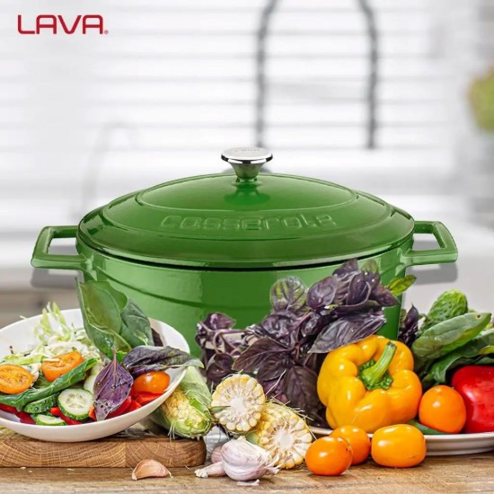 Cratita ovala, fonta, 25cm/3,2L, "Folk", Verde - LAVA