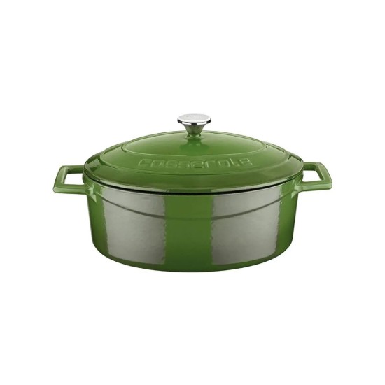 Cratita ovala, fonta, 25cm/3,2L, "Folk", Verde - LAVA
