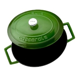 Cratita ovala, fonta, 25cm/3,2L, "Folk", Verde - LAVA