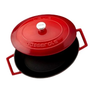 Cratita ovala, fonta, 27cm/3,9L, "Folk", Rosu - LAVA