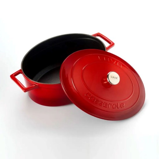 Cratita ovala, fonta, 27cm/3,9L, "Folk", Rosu - LAVA