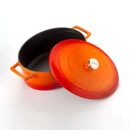 Cratita ovala, fonta, 27cm/3,9L, "Folk", Portocaliu - LAVA