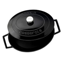 Cratita ovala, fonta, 27cm/3,9L, "Folk", Negru - LAVA
