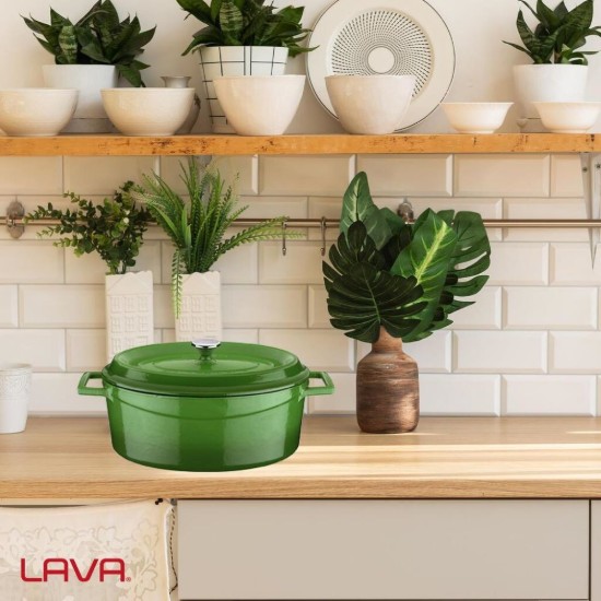 Cratita ovala, fonta, 27cm/3,91L, "Trendy", Verde - LAVA