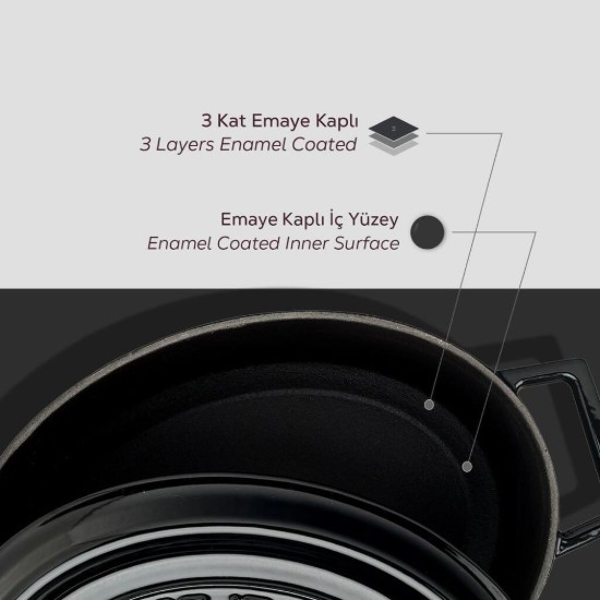 Cratita ovala, fonta, 27cm/3,91L, "Trendy", Negru - LAVA