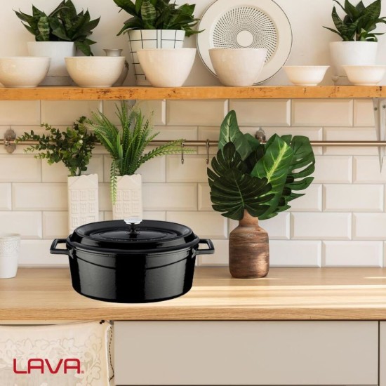 Cratita ovala, fonta, 27cm/3,91L, "Trendy", Negru - LAVA