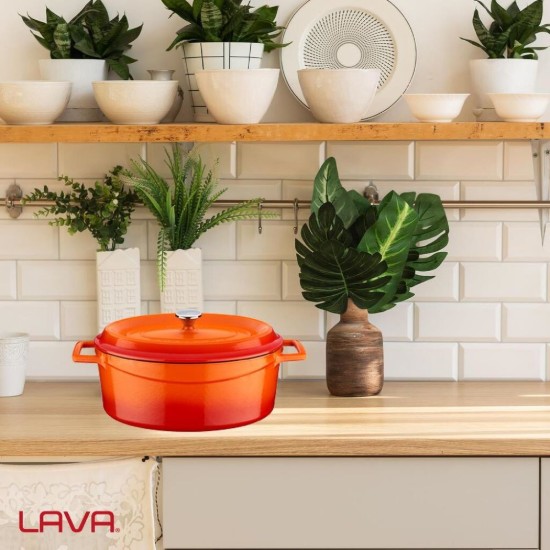 Cratita ovala, fonta, 27cm/3,91L, "Trendy", Portocaliu - LAVA