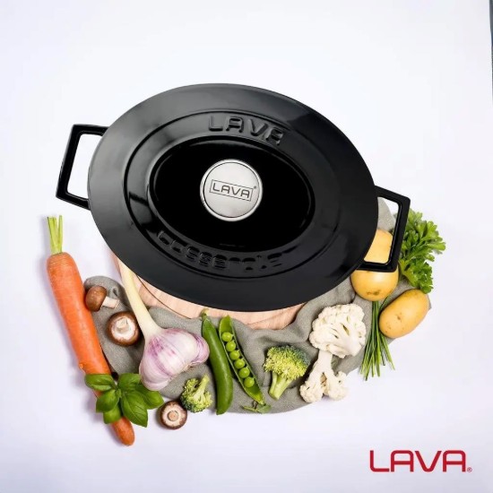 Cratita ovala, fonta, 29cm/4,67L, "Folk", Negru - LAVA