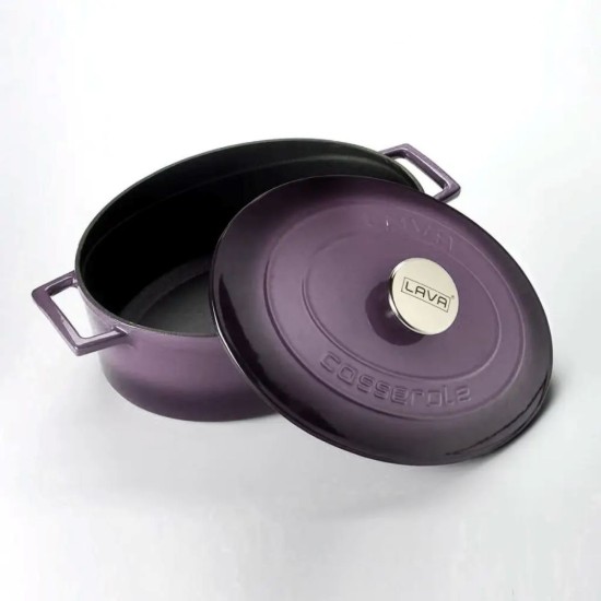 Cratita ovala, fonta, 29cm/4,67L, "Folk", Mov - LAVA