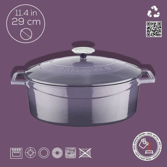 Cratita ovala, fonta, 29cm/4,67L, "Folk", Mov - LAVA