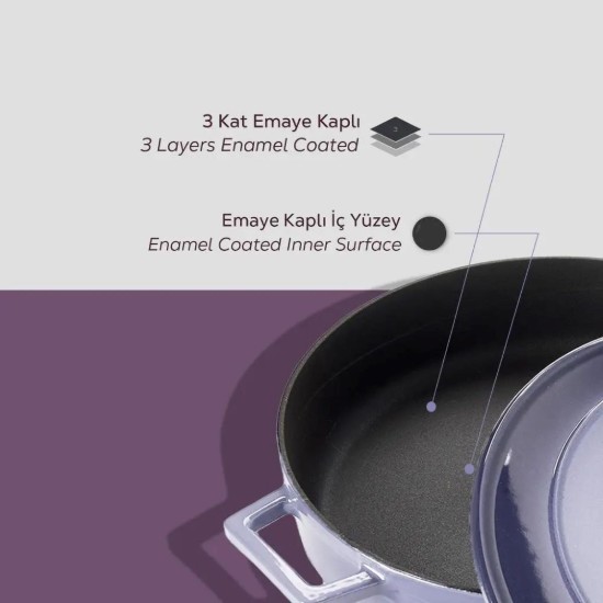 Cratita ovala, fonta, 29cm/4,67L, "Folk", Mov - LAVA