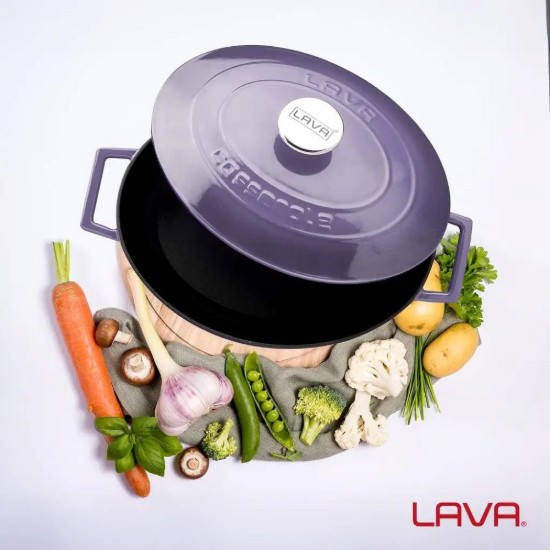 Cratita ovala, fonta, 29cm/4,67L, "Folk", Mov - LAVA