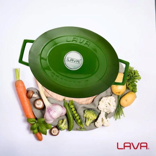 Cratita ovala, fonta, 29cm/4,67L, "Folk", Verde - LAVA