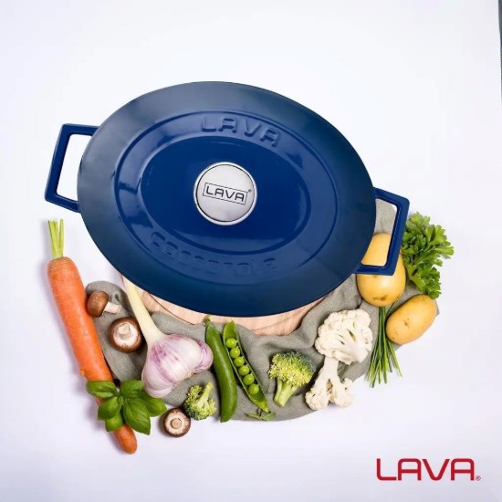 Cratita ovala, fonta, 29cm/4,67L "Folk", Albastru - LAVA