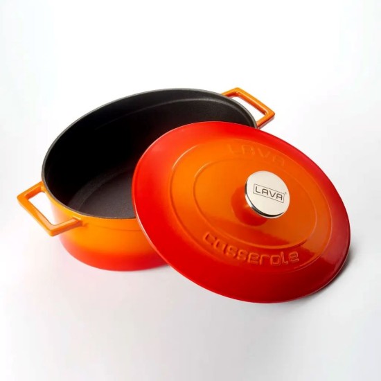 Cratita ovala, fonta, 29cm/4,67L, "Folk", Portocaliu - LAVA