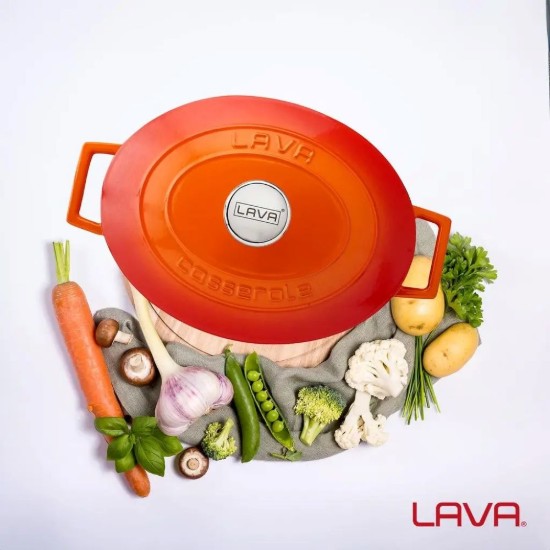 Cratita ovala, fonta, 29cm/4,67L, "Folk", Portocaliu - LAVA