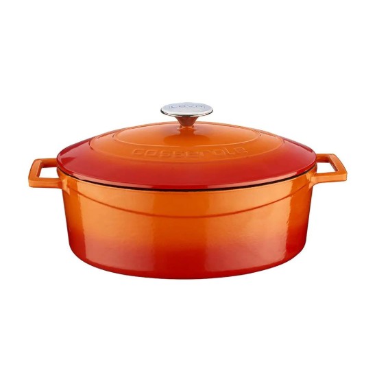 Cratita ovala, fonta, 29cm/4,67L, "Folk", Portocaliu - LAVA