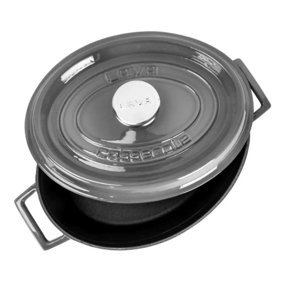 Cratita ovala, fonta, 29cm/4,7L, "Premium", Gri - LAVA