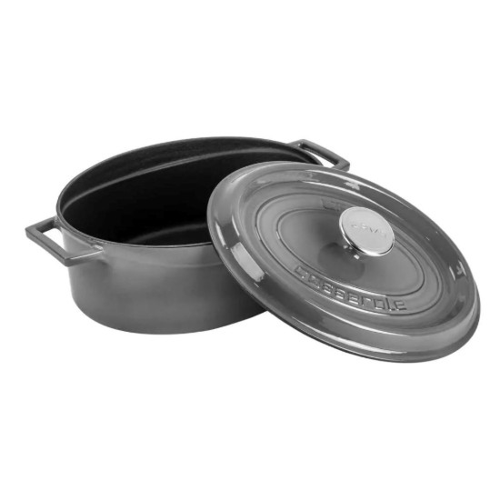 Cratita ovala, fonta, 29cm/4,7L, "Premium", Gri - LAVA