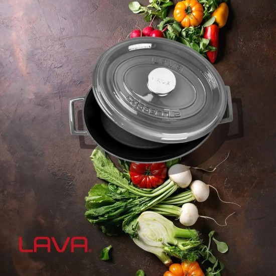 Cratita ovala, fonta, 29cm/4,7L, "Premium", Gri - LAVA