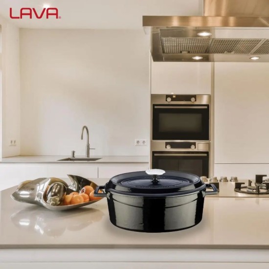 Cratita ovala, fonta, 31cm/5,47L, "Trendy", Negru - LAVA