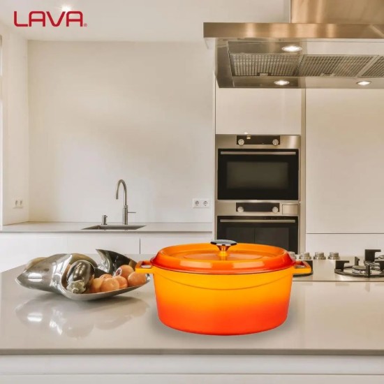Cratita ovala, fonta, 31cm/5,47L, "Trendy", Portocaliu - LAVA