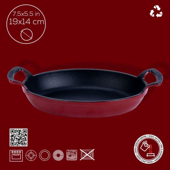 Tava ovala fonta, 19 x 14 cm, Rosu - LAVA