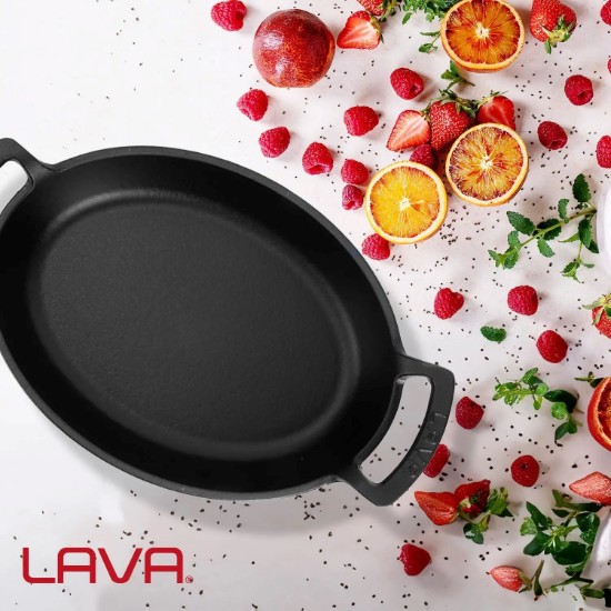 Tava ovala fonta, 23 x 17, Rosu - LAVA