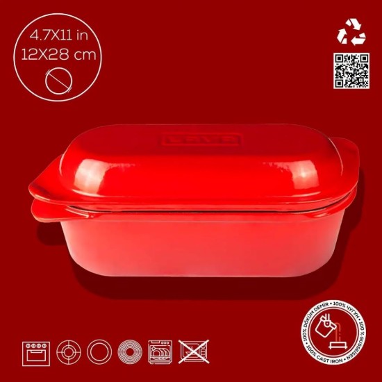 Vas pentru paine, fonta, 28 x 12 cm, Rosu - LAVA