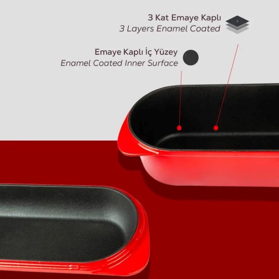 Vas pentru paine, fonta, 28 x 12 cm, Rosu - LAVA