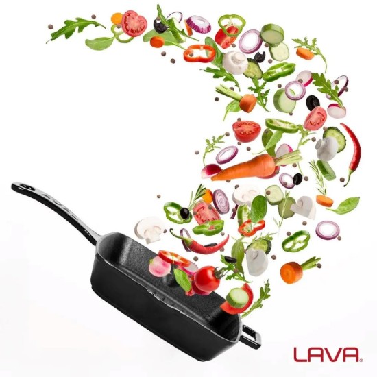 Tigaie grill, fonta, 19,5 x 19,5 cm, Negru - LAVA