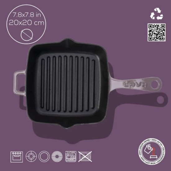 Tigaie grill, fonta, 19,5 x 19,5 cm, Mov - LAVA