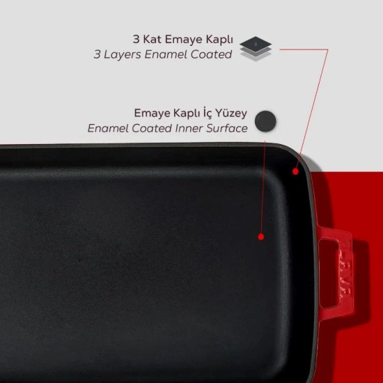 Tava fonta, 39 x 25 cm, Rosu - LAVA