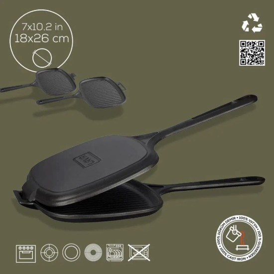 Tigaie toaster, fonta, 26 x 18 cm - LAVA