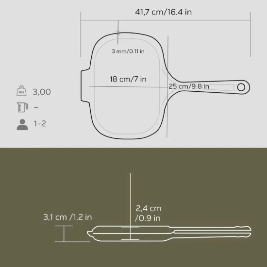 Tigaie toaster, fonta, 26 x 18 cm - LAVA