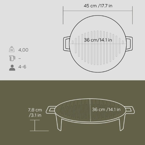 Grill fonta, 37cm - LAVA