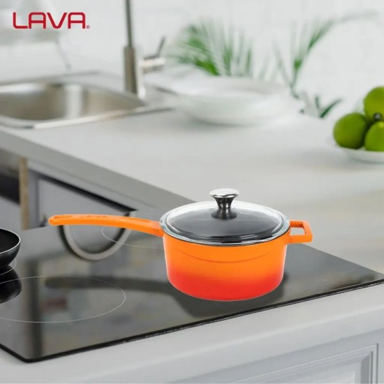Cratita sos, fonta, 16cm/1,35L, "Glaze", Portocaliu - LAVA
