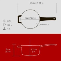Cratita sos, fonta, 16cm/1,35L, "Glaze", Rosu  - LAVA