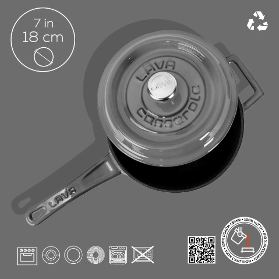 Cratita sos, fonta, 18cm/3,2L, "Premium", Gri - LAVA