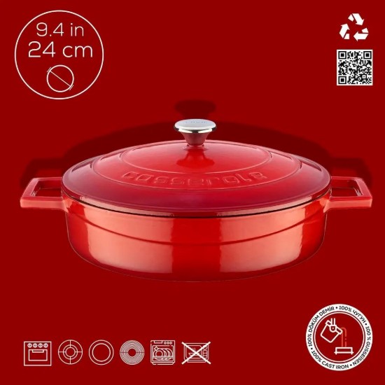 Cratita fonta, 24cm/2,47L, "Folk", Rosu - LAVA