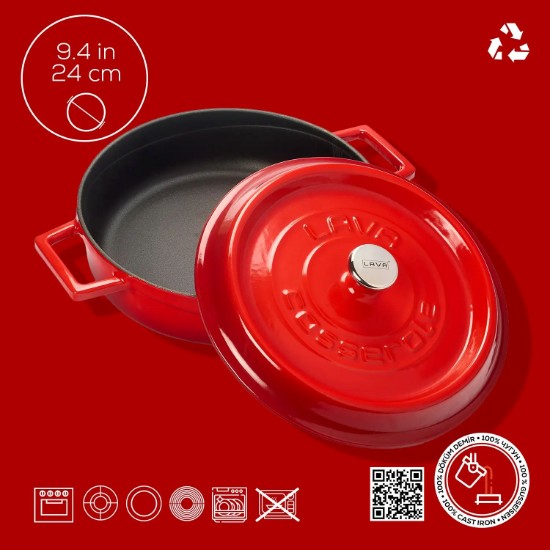 Cratita fonta, 24cm/2,47L, "Trendy", Rosu - LAVA