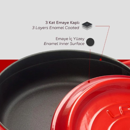 Cratita fonta, 24cm/2,47L, "Trendy", Rosu - LAVA