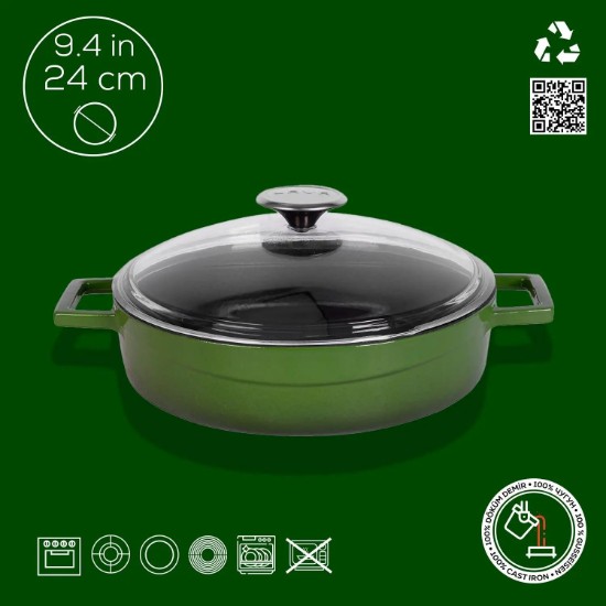 Cratita fonta, 24cm/2,47L, "Glaze", Verde - LAVA