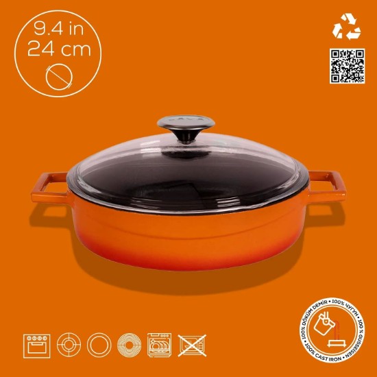 Cratita fonta, 24cm/2,47L, "Glaze", Portocaliu - LAVA