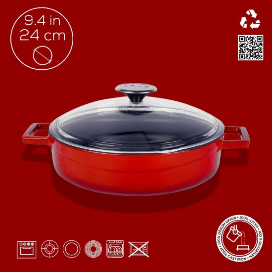 Cratita fonta, 24cm/2,47L, "Glaze", Rosu - LAVA